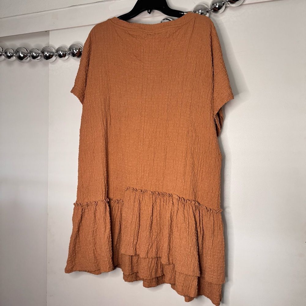 Free People Beach Marni Tunic Blouse Dress in Lovely Leo Orange Tan - Picture 4 of 5